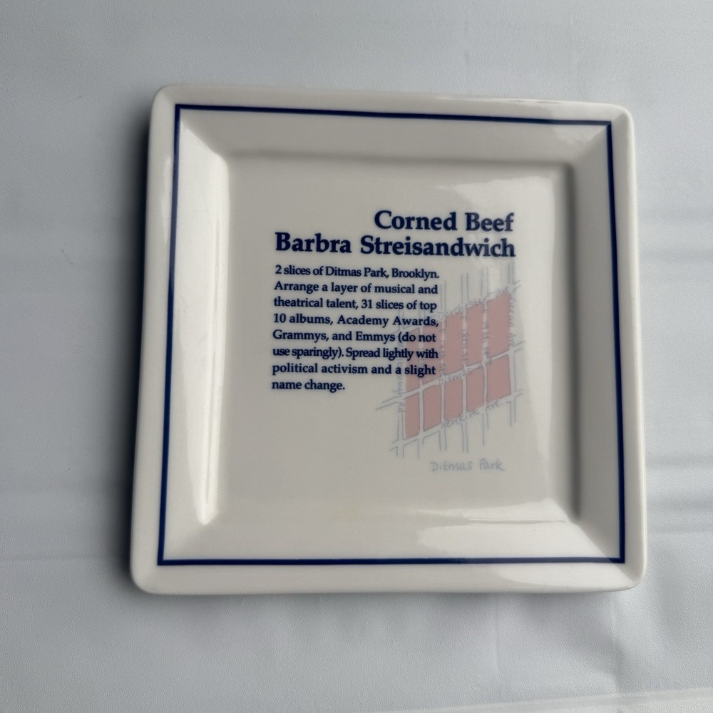 Vintage Fishs Eddy Square Plate Corned Beef Barbara Streisandwhich New York Deli